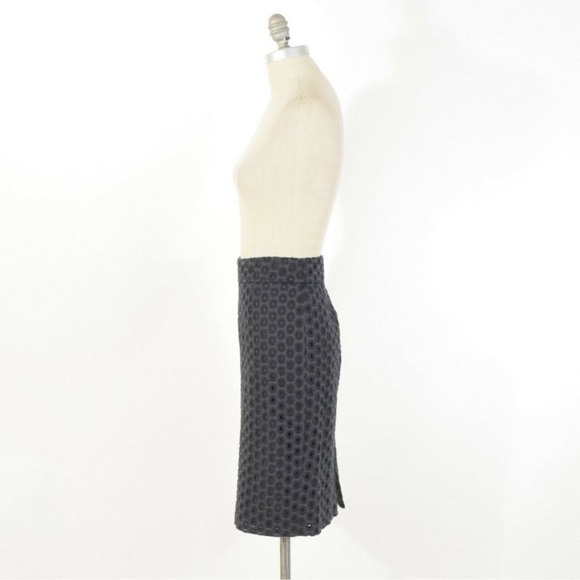 J. Crew NWT Eyelet Crochet Navy Dark Blue Pencil Shirt size 10 - Picture 4 of 16